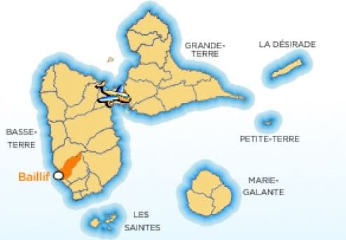 Map showing the location of the town of Baillif in Guadeloupe