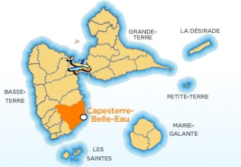 Map showing the location of the town of Capesterre in Guadeloupe