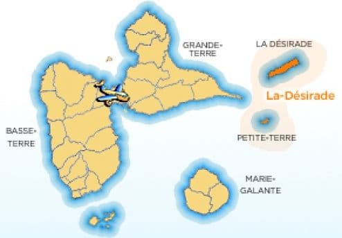 Map showing the location of La Désirade Island