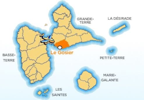 Map showing the location of the town of Le Gosier in Guadeloupe