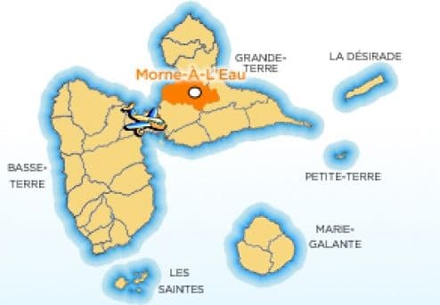 Map showing the location of the town of Morne-à-l’Eau in Guadeloupe