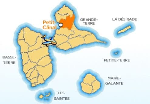 Map showing the location of the town of Petit Canal in Guadeloupe
