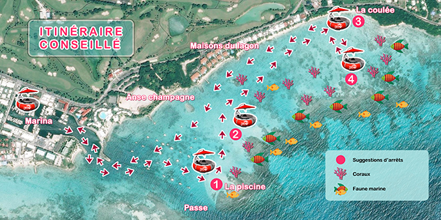 Carte parcours nemo's grill boat lagon Saint-François