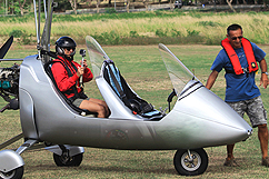 Départ de l'excursion en Gyrocoptère