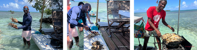 Repas langouste les pieds dans l'eau