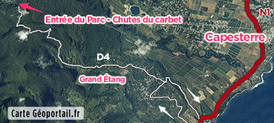 Carte des chutes du carbet