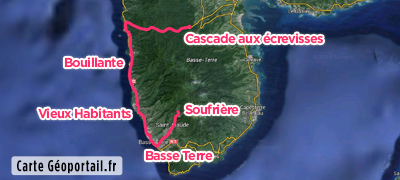 carte circuit Basse-Terre Soufrière