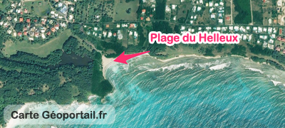 Carte de la plage du Helleux