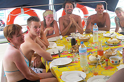 Repas sur le bateau