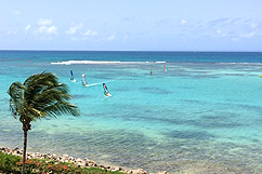 vue de loin de planches à voiles 