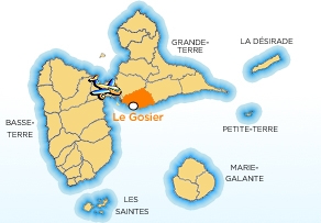 Carte localisation ville de Gosier en Guadeloupe