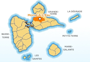 Carte localisation ville de Morne à l'Eau en Guadeloupe