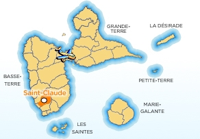 Carte localisation ville de Saint-Claude en Guadeloupe