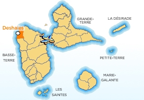Carte localisation de la ville de Deshaies en Guadeloupe