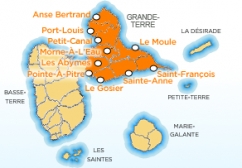 Carte localisation de la région de Grande Terre en Guadeloupe
