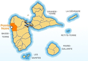 Carte localisation ville de Pointe Noire en Guadeloupe