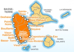 Carte localisation de la région de Basse Terre en Guadeloupe