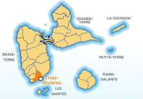 Carte localisation ville de Trois Rivières en Guadeloupe