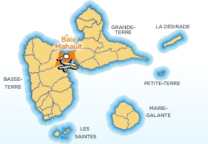 Carte localisation de la ville de Baie Mahault en Guadeloupe