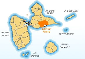 Carte localisation ville de Sainte-Anne en Guadeloupe