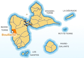 Carte localisation de la ville de Bouillante en Guadeloupe